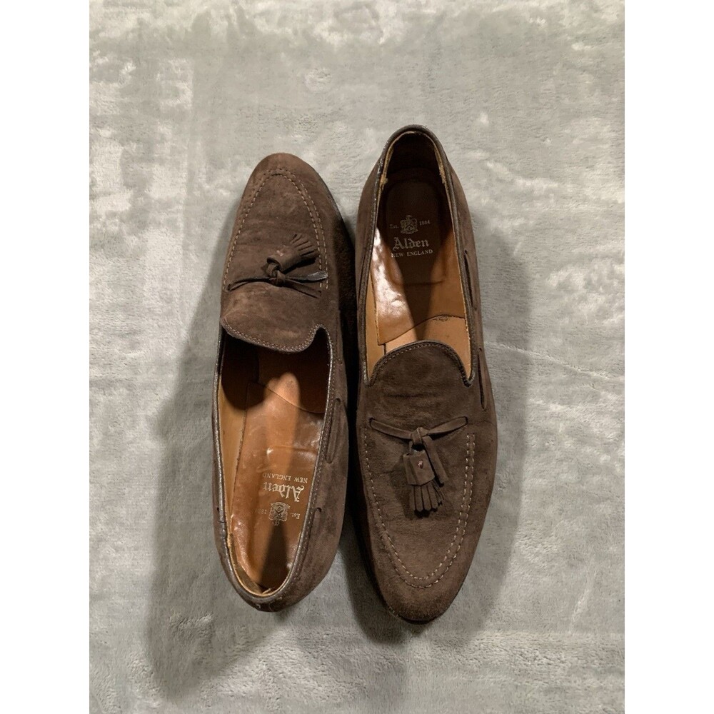 Alden New England Brown Suede Tassel Mens Loafers Size 11/2 Preppy Academia EUC